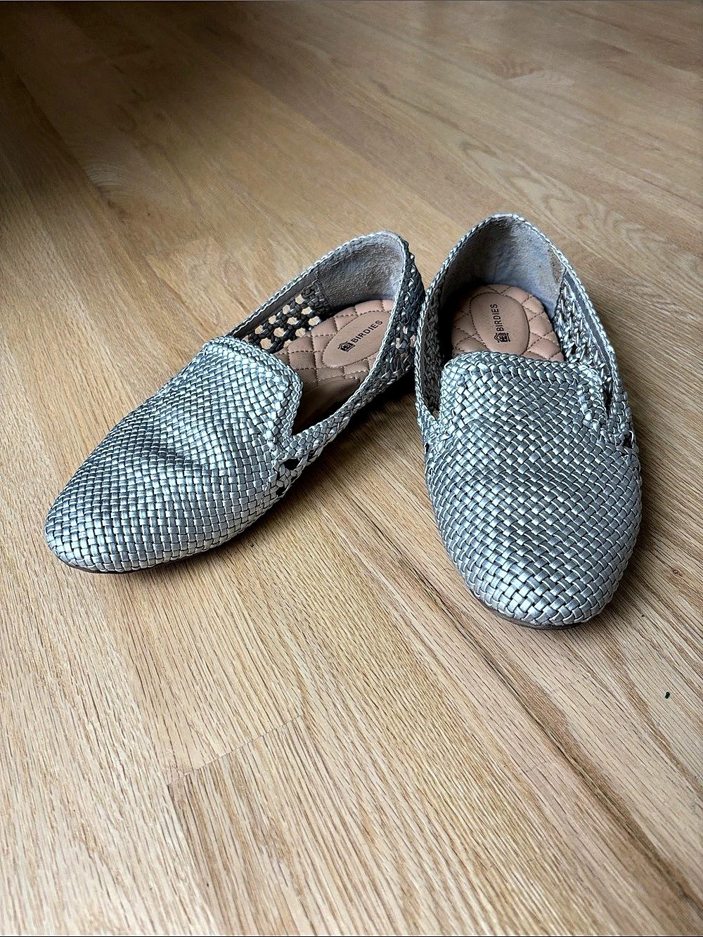 Birdies Woven Silver Flats - Size 8